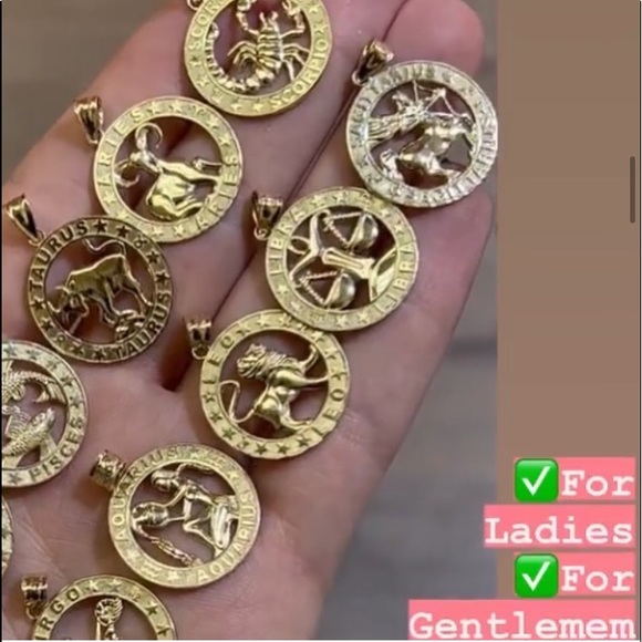 Birthmonth Horoscope Pendant Round 14k Solid Gold all months available - Picture 3 of 7